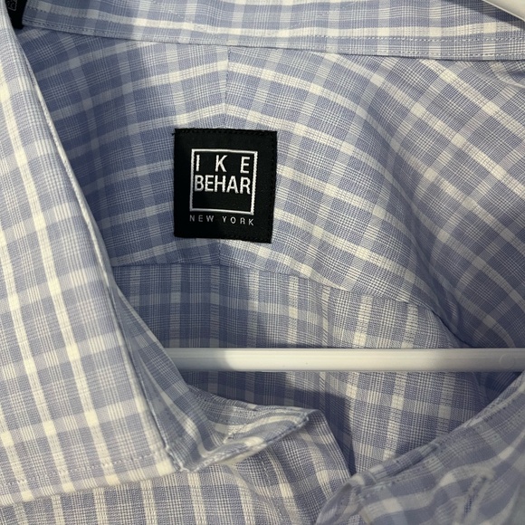 Ike Behar Men's Button Down 100% Cotton Shirt Azure Tall 18 38-39 MSRP $175 NWT - Picture 2 of 9